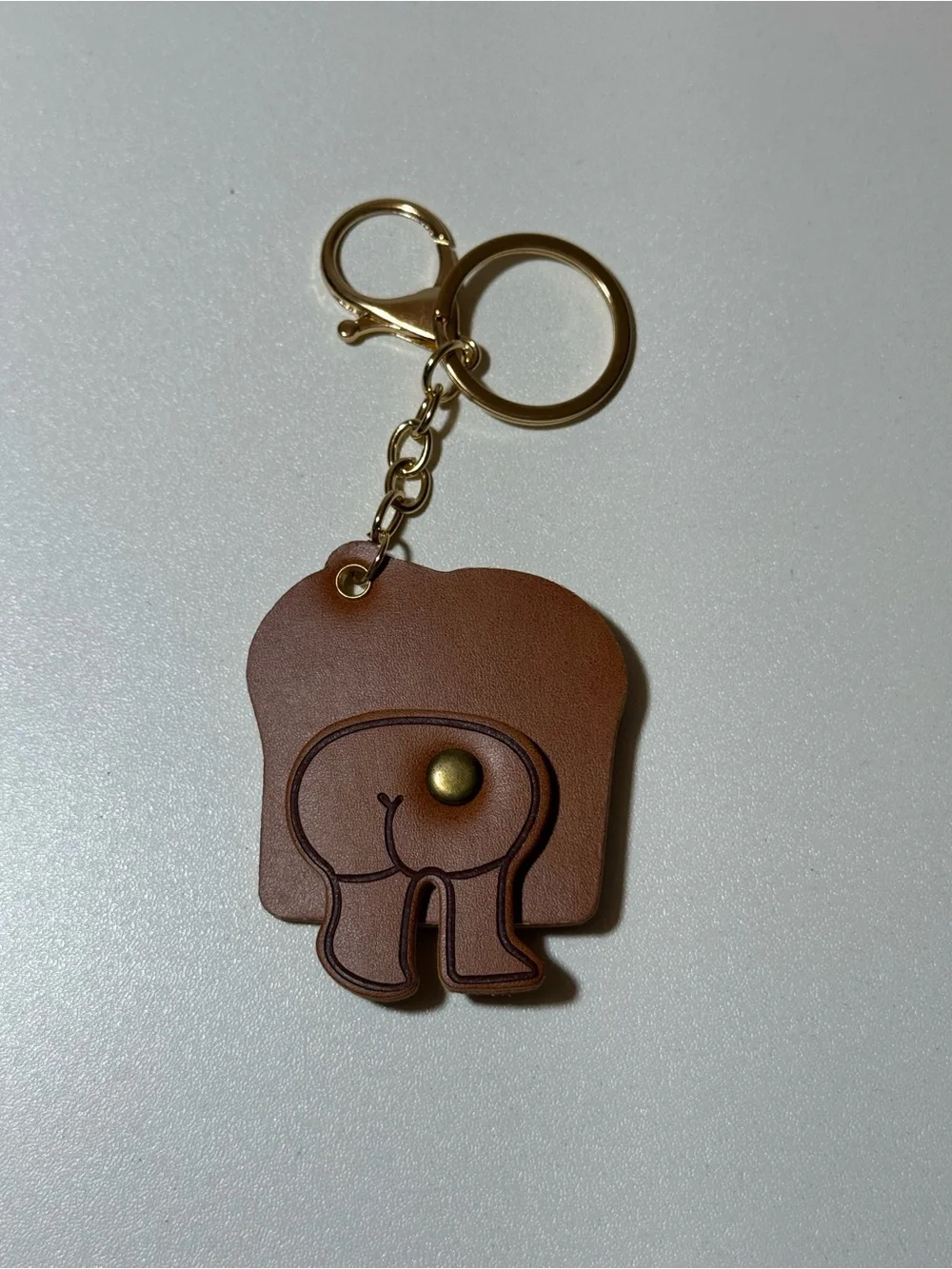 Brown Toast Character Keychain with Red Nose